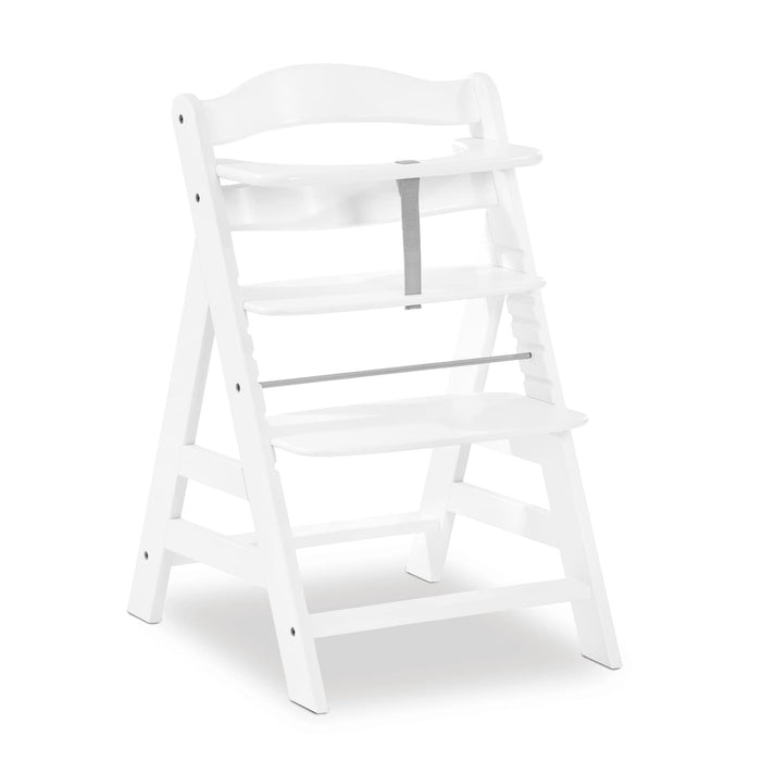Hauck Kinder Hochstuhl Alpha+, Mitwachsend ab 6 Monate, Buchenholz, Stabil & Sicher bis 90 kg, Inklusive 5-Punkt-Gurt, Schrittgurt und Schutzbügel