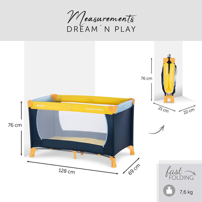 Hauck Kinderreisebett Dream N Play / inklusive Einlageboden und Tasche / 120 x 60cm / ab Geburt / tragbar und faltbar, Mehrfarbig
