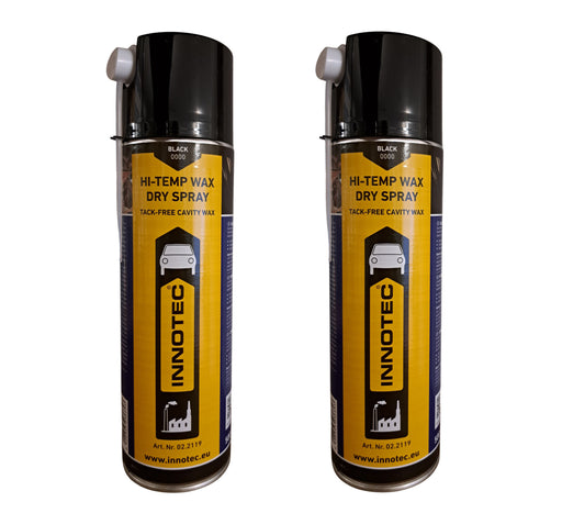 2 Stück Innotec Hi-Temp Wax Spray Unterboden und Hohlraumschutz Fettspray Schwarz - Next Level Konservierung für Automotive & Industrie - Keine Anhaftung von Schmutz und Staub - 500ml Spraydose 