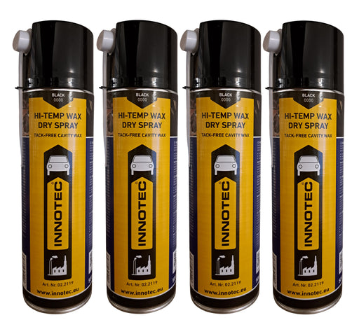 4 Stück Innotec Hi-Temp Wax Spray Unterboden und Hohlraumschutz Fettspray Schwarz - Next Level Konservierung für Automotive & Industrie  