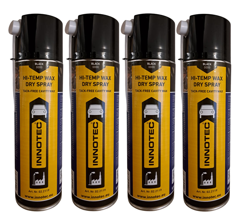 4 Stück Innotec Hi-Temp Wax Spray Unterboden und Hohlraumschutz Fettspray Schwarz - Next Level Konservierung für Automotive & Industrie  