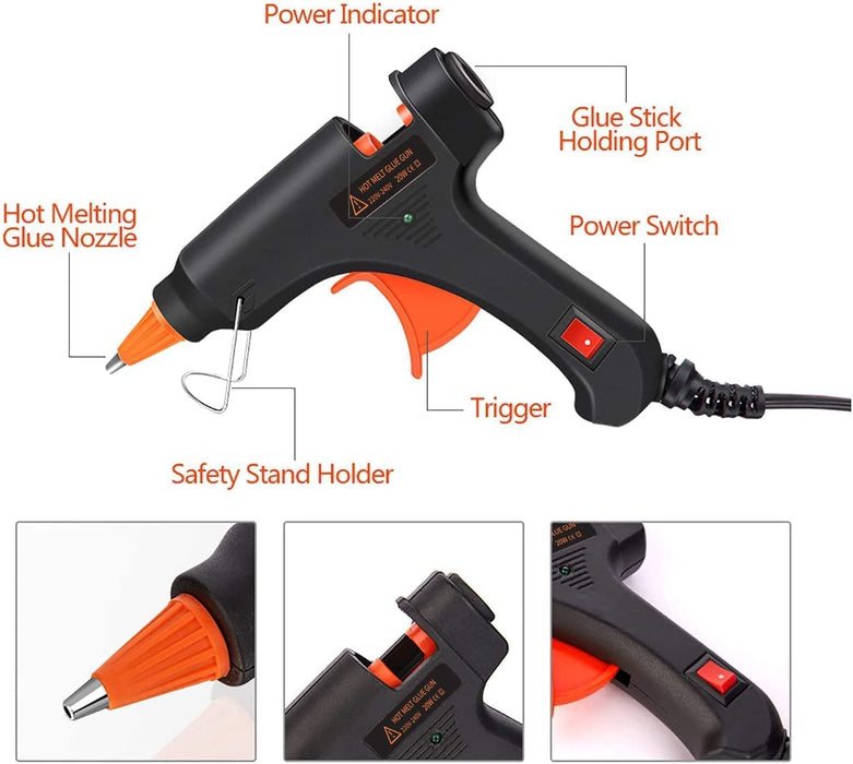 Heißklebepistole Klebepistole + 60 Heißklebesticks Transparente Klebesticks für DIY Kleine Handwerk und schnelle Reparaturen in Haus & Büro