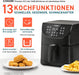 Heißluftfritteuse 5,5L XXL Friteuse Heissluft Fritteusen Air Fryer mit 100 Rezeptbuch auf Deutsch, Digitalem LED-Touchscreen, 11 Programmen