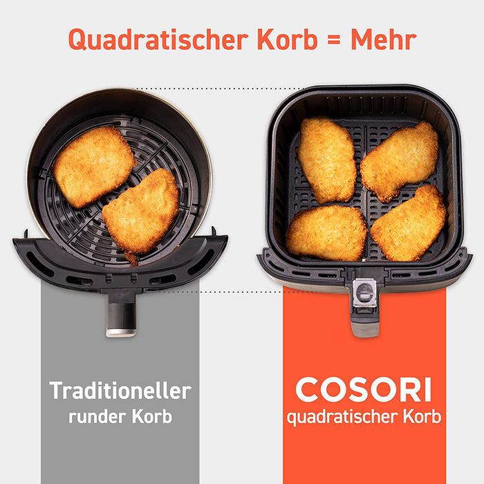 Heißluftfritteuse 5,5L XXL Friteuse Heissluft Fritteusen Air Fryer mit 100 Rezeptbuch auf Deutsch, Digitalem LED-Touchscreen, 11 Programmen
