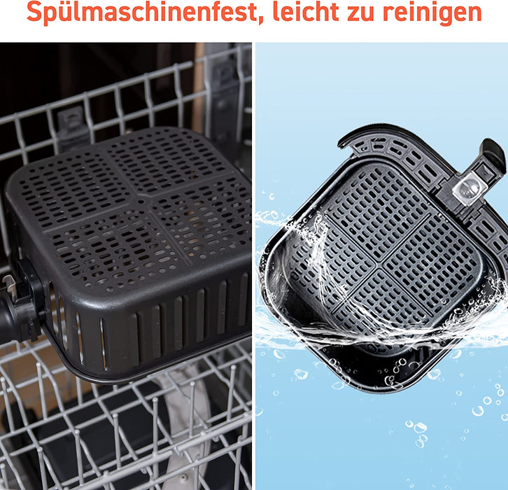 Heißluftfritteuse 5,5L XXL Friteuse Heissluft Fritteusen Air Fryer mit 100 Rezeptbuch auf Deutsch, Digitalem LED-Touchscreen, 11 Programmen