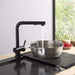 Hochdruck Wasserhahn Küche Schwarz, Armatur Küche Ausziehbar, Küchenarmatur mit Brause Zwei Wasserstrahlarten, Einhebel Spültischarmatur 