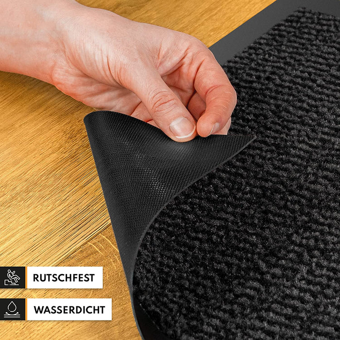 Hochwertige Fußmatte grau schwarz 60x90cm groß für Innen & Außen - Schmutzfangmatte rutschfest, waschbar & wetterfest - Fussmatte für Eingangsbereich 