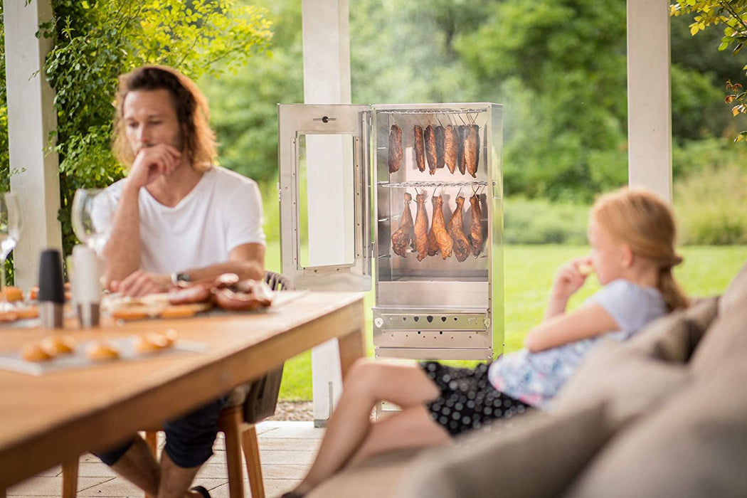 Hochwertiger Elektrischer Räucherofen/Räucherschrank aus Edelstahl I Tragbarer Smoker 80 cm I Perfekt zum Räuchern I Passen bis zu 10kg Fleisch I 2000W I mit Zubehör I NICHTROSTEND