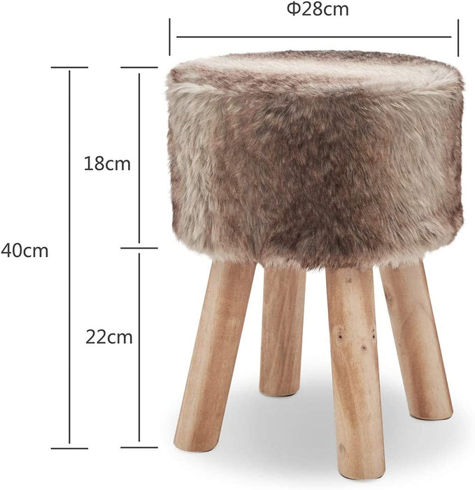 Hocker Pouf Hocker Sitzhocker Sofa Puff Hocker Kleiner Fußbank Rund aus Massivholz Braun