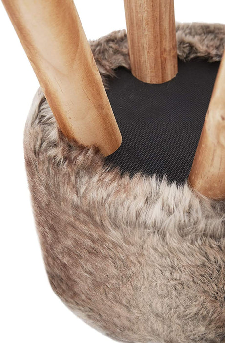 Hocker Pouf Hocker Sitzhocker Sofa Puff Hocker Kleiner Fußbank Rund aus Massivholz Braun