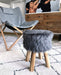 Hocker Pouf Hocker Sitzhocker Sofa Puff Hocker Kleiner Fußbank Rund aus Massivholz Grau