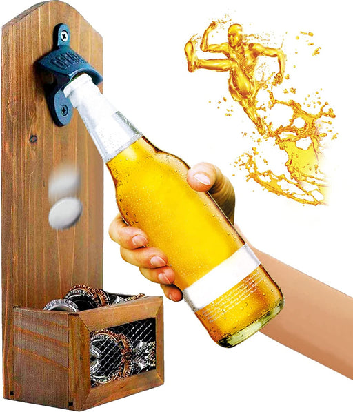 Hölzerne Flaschenöffner zur Wandmontage, Vintage-Holz-Flaschenöffner für Bar, Küche, Terrasse,Wand Flaschenöffner Flasche Öffner Bar Bier