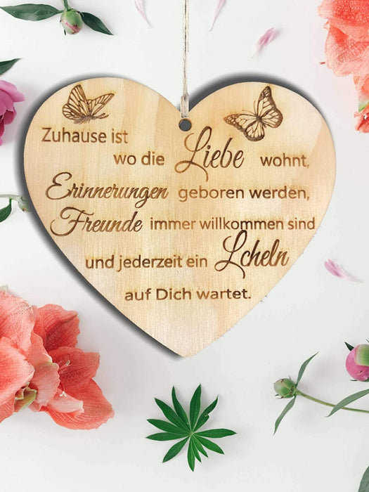 Holzherz Herz Schild Dekoschild Holzschild 10 x 10 cm Geschenk für die Familie Spruch Geschenk Holz Geschenk EIN Geschenk für die Familie