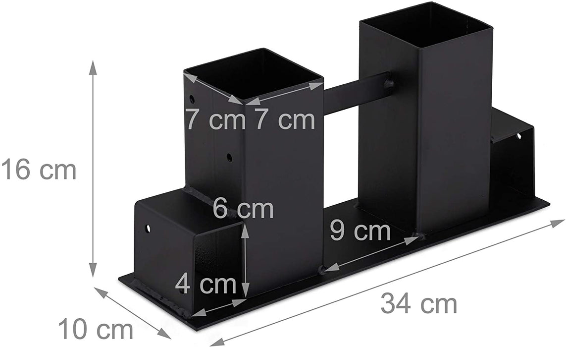 Holzstapelhilfe 2er Set, DIY Holzunterstand für Kanthölzer, Holzaufbewahrung, beschichteter Stahl, schwarz, 16 x 34 x 10 cm
