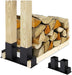 Holzstapelhilfe 2er Set, DIY Holzunterstand für Kanthölzer, Holzaufbewahrung, beschichteter Stahl, schwarz, 16 x 34 x 10 cm