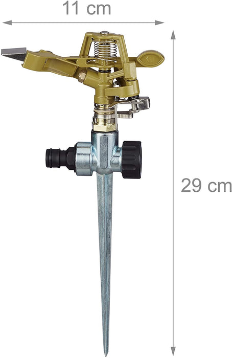 Impulsregner Kreisregner, Bewässerung großer Flächen bis 700 m², 15 m Reichweite, 360°, Rasensprenger, grün