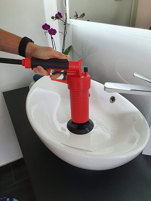 Industrial Pressluft Rohrreiniger inkl. 4 Gummiadapter, Rohr frei in Bad, Küche, WC. Reinigung mit Luftdruck