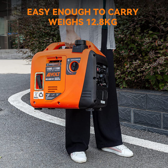 Inverter Stromerzeuger 1400 Watt Notstromaggregat Benzin leise Stromaggregat für Campen, Festivals, und Hausgebrauch mit 2 USB