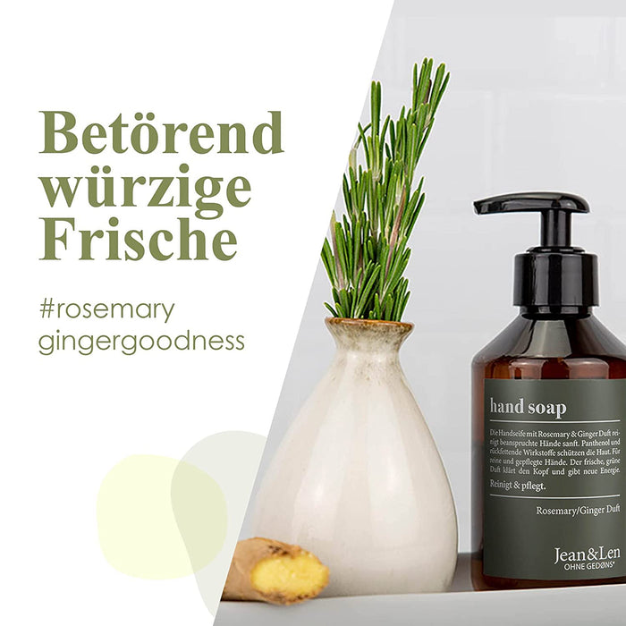 Handseife Rosemary & Ginger, reinigt beanspruchte Hände, für die tägliche Anwendung, Flüssigseife im nachfüllbaren Pumpspender, ohne Parabene