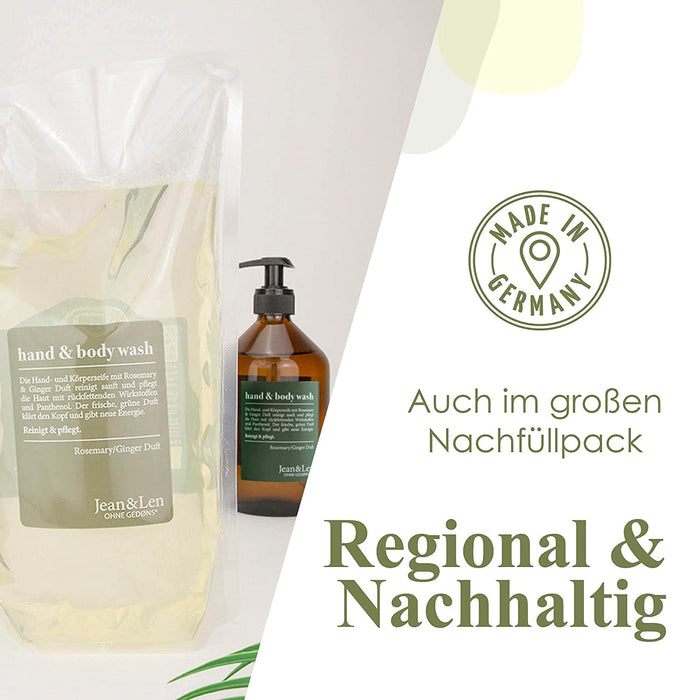 Handseife Rosemary & Ginger, reinigt beanspruchte Hände, für die tägliche Anwendung, Flüssigseife im nachfüllbaren Pumpspender, ohne Parabene