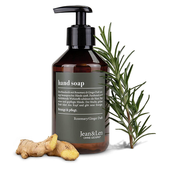 Handseife Rosemary & Ginger, reinigt beanspruchte Hände, für die tägliche Anwendung, Flüssigseife im nachfüllbaren Pumpspender, ohne Parabene