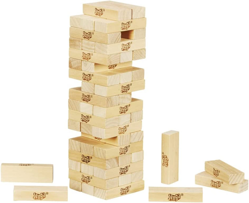 Jenga Classic, Kinderspiel das die Reaktionsgeschwindigkeit fördert, ab 6 Jahren, Braun, 26 x 7,5 x 7,5 cm