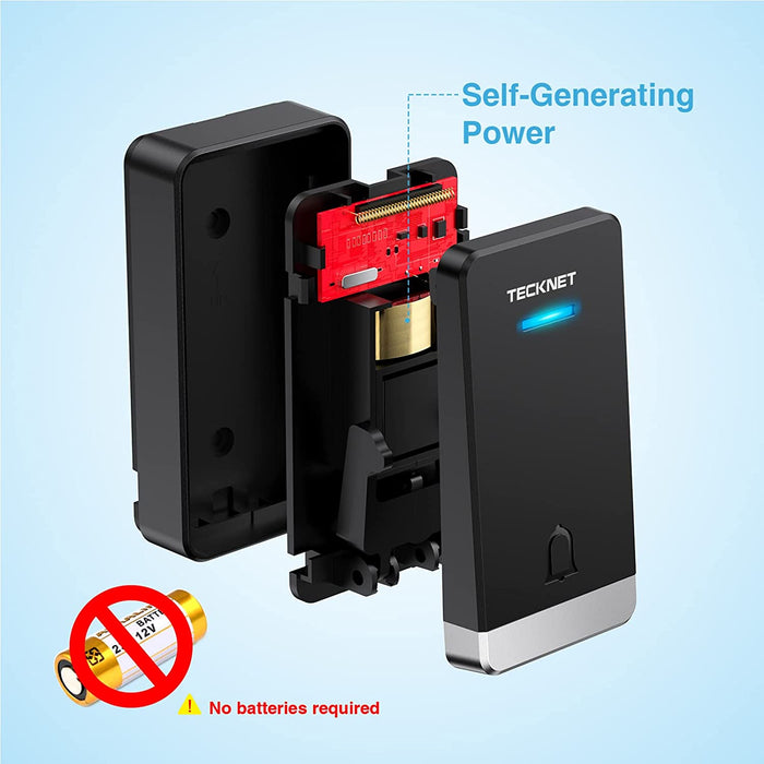 Kabellose Türklingel Batterielose, Steckdosen-Funkklingel IP65 Wasserdicht Drahtloses Türklingel Funk Türklingel mit EU-Steckdose, LED Anzeige