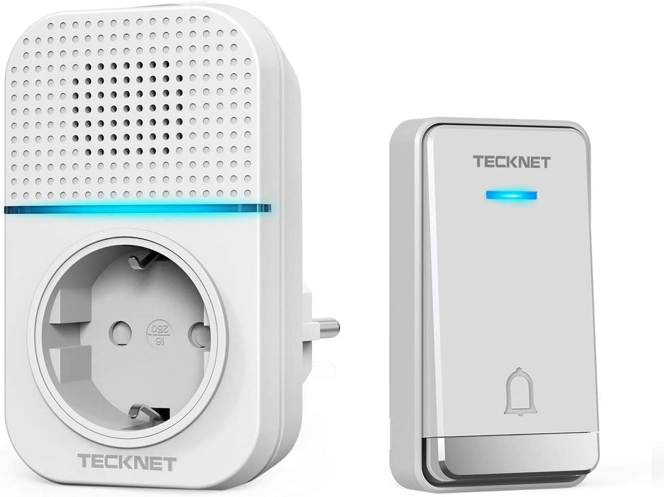 Kabellose Türklingel Batterielose, Steckdosen-Funkklingel Wasserdicht Drahtloses Türklingel Funk Türklingel mit EU-Steckdose, LED Anzeige