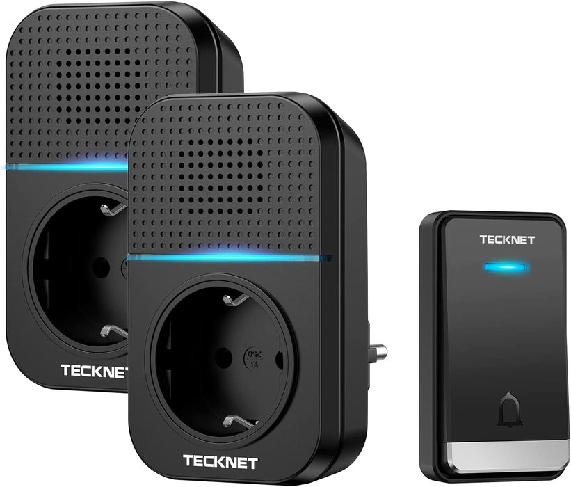 Kabellose Türklingel mit Steckdose, 400m Drahtloses Türklingel Funk Türklingel, IP65 Wasserdicht Steckdosen-Funkklingel mit LED-Anzeigen