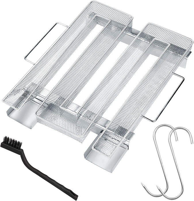 Kaltrauchgenerator mit Henkel, M- Kaltraucherzeuger aus Edelstahl bis 12 Std. Kaltrauch, mit 2 Fleischhaken + 1 Reinigungsbürste, Cold Smoke Generator