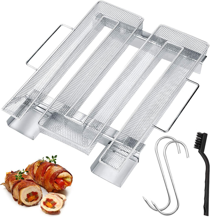 Kaltrauchgenerator mit Henkel, M- Kaltraucherzeuger aus Edelstahl bis 12 Std. Kaltrauch, mit 2 Fleischhaken + 1 Reinigungsbürste, Cold Smoke Generator