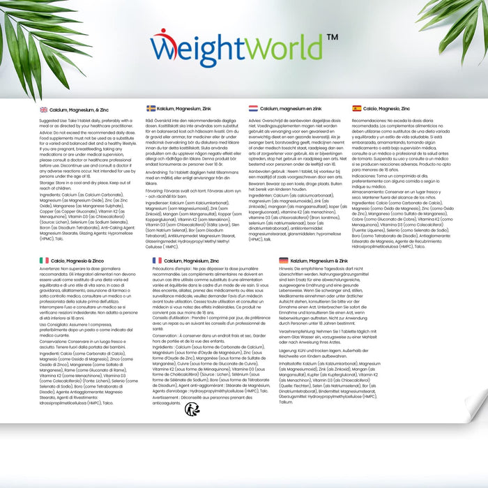 Kalzium, Magnesium & Zink - 400 Tabletten - Mit Vitamin D3, K2, Selen, Mangan, Bor - Geprüfte, Natürliche Inhaltsstoffe - Vegane Vitamine