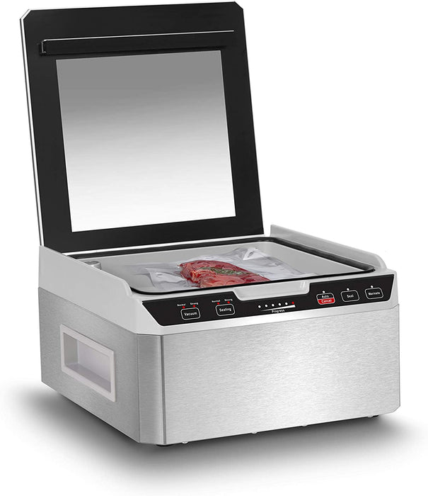 Kammervakuumierer aus Edelstahl, 3L Vakuumkammer 70 Liter Minute, doppelte Schweißnaht, einstellbare Vakuum- und Schweißzeit