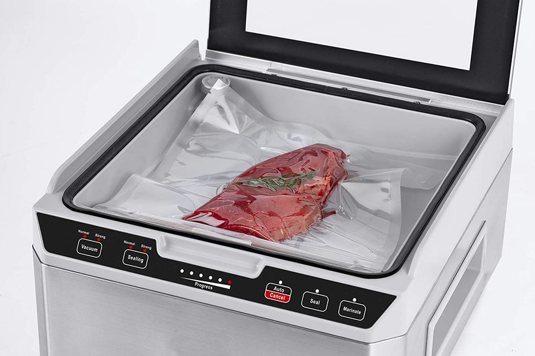 Kammervakuumierer aus Edelstahl, 3L Vakuumkammer 70 Liter Minute, doppelte Schweißnaht, einstellbare Vakuum- und Schweißzeit