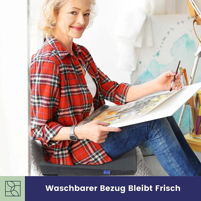 Keilkissen für Bürostuhl - Ergonomisches Sitzkissen Stuhl - Fest, Formstabil - Modernes Schaumstoff Sitzpolster, Sitzerhöhung, Sitzkeilkissen Büro