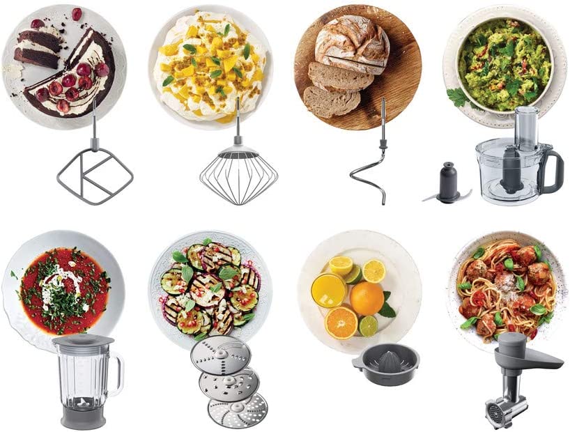 Kenwood MultiOne Küchenmaschine, 4,3 l Edelstahl Schüssel, 1000 Watt, inkl. 3-teiligem Patisserie-Set, Zerkleinerer, Glas-Mixaufsatz, Zitruspresse