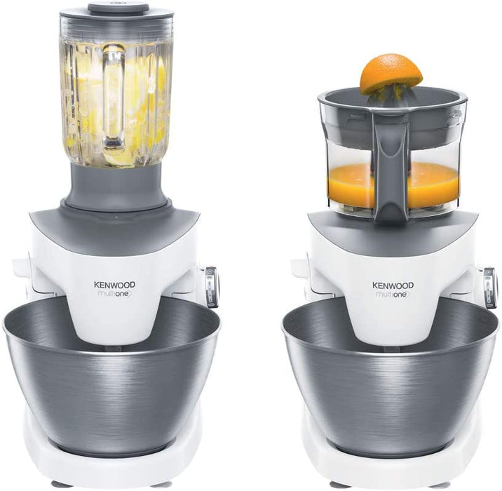Kenwood MultiOne Küchenmaschine, 4,3 l Edelstahl Schüssel, 1000 Watt, inkl. 3-teiligem Patisserie-Set, Zerkleinerer, Glas-Mixaufsatz, Zitruspresse