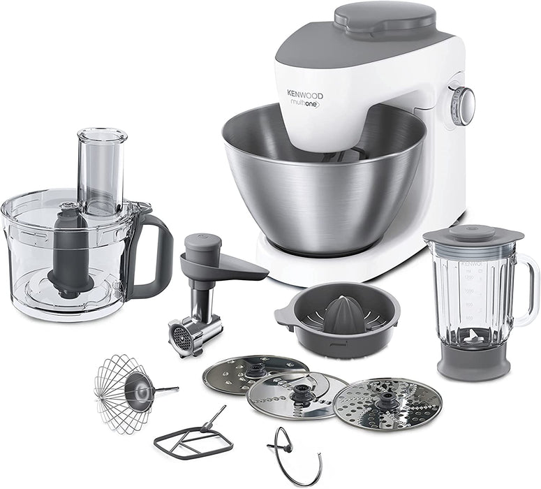 Kenwood MultiOne Küchenmaschine, 4,3 l Edelstahl Schüssel, 1000 Watt, inkl. 3-teiligem Patisserie-Set, Zerkleinerer, Glas-Mixaufsatz, Zitruspresse