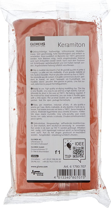 Keramiton, terracotta, ca. 1000 g, gebrauchsfertige Modelliermasse, tonartige Eigenschaften, lufthärtend oder brennbar, geruchlos beim brennen, hergestellt auf natürlicher Basis
