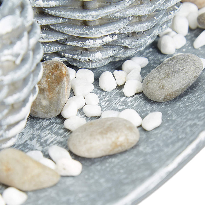 Kerzen Deko, Kerzenschale, Dekokies, Flechtoptik Kerzenhalter, stimmungsvolle Tischdeko, 38,5 cm lang, grau