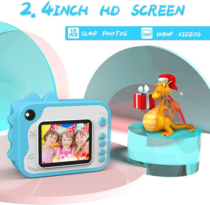 KinderKamera,DigitalKamera Print Sofortbildkamera 1080P 2.4 Zoll Bildschirm Videokamera Schwarzweiß Fotokamera mit 32GB Speicherkarte