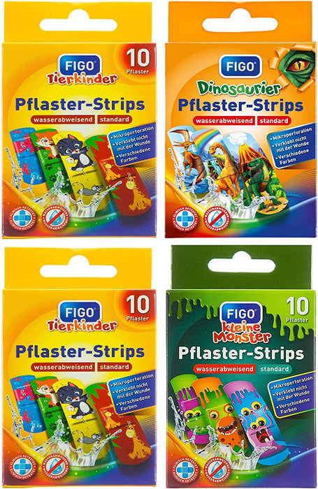 Kinder Pflaster Strips Bergmann Kinderpflaster Set, 40 x, Wasserabweisend, Hautfreundlich, Klinisch getestet, bunte Pflaster für Mädchen und Jungs