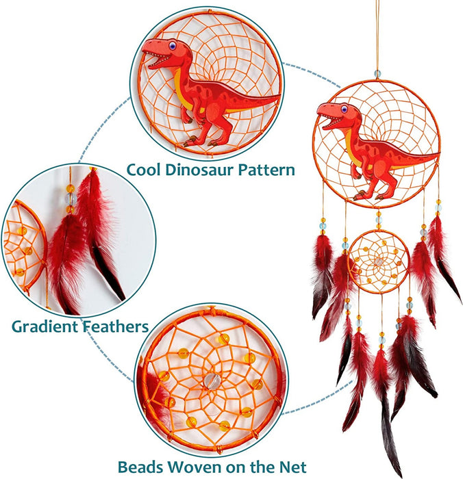 Kinder Traumfänger Dinosaurier Dreamcatcher Handgemachter Traumfänger fur Kinderzimmer Deko Party Geburtstagsgeschenk