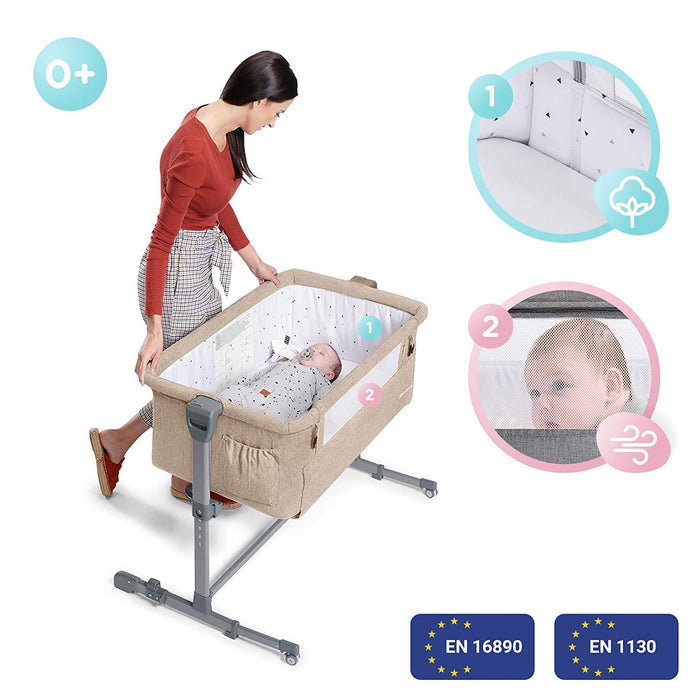 Kinderkraft Beistellbett NESTE UP, Babybetten, Zustellbett, Kinderbett, Kinderreisebett, 2 in 1, Höhenverstellung, mit Zubehör, Matratze