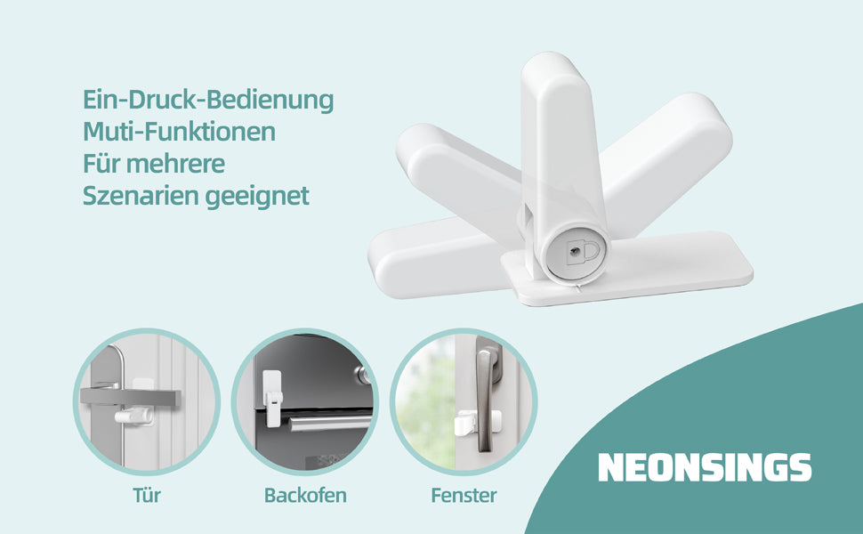 Kindersicherung Multifunktionen 4 Stück Patent-Design Türdrückerschloss Kindersicherung Tür Fenstersicherung Kinder Backofen Kindersicherung Fenster
