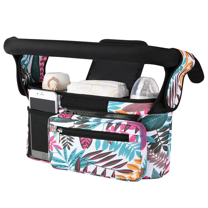Kinderwagen Organizer Universal mit Isolierten Getränkehalter/Becherhalter, Momcozy Buggy Kinderwagentasche Baby Zubehör mit Reißverschlusstasche