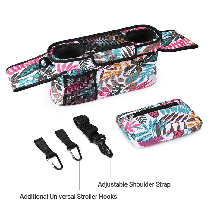 Kinderwagen Organizer Universal mit Isolierten Getränkehalter/Becherhalter, Momcozy Buggy Kinderwagentasche Baby Zubehör mit Reißverschlusstasche