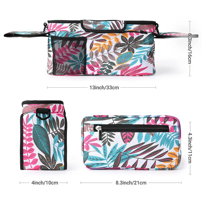 Kinderwagen Organizer Universal mit Isolierten Getränkehalter/Becherhalter, Momcozy Buggy Kinderwagentasche Baby Zubehör mit Reißverschlusstasche