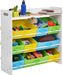 Kinderzimmerregal, Spielzeug-Organizer mit 9 herausnehmbaren Vlieskörben, Spielzeug- und Bücherregal fürs Kinderzimmer, Weißer Rahmen