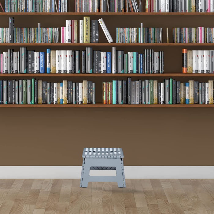 Klapphocker M, faltbar, tragbar, Reise Tritthocker, Kinder Badhocker, bis 120 kg, Kunststoff, 22 cm, hellgrau